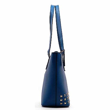 Hue & Ash Studded Flap Top Tote