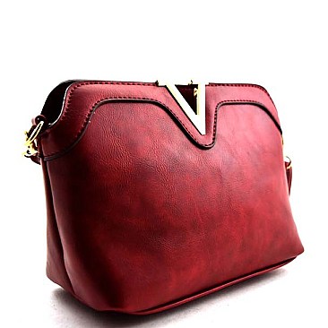 Foxy Small V Shaped Metal Framed Messenger Bag