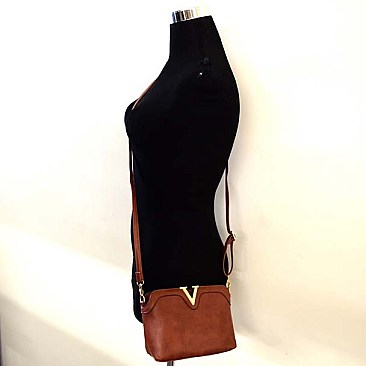 Foxy Small V Shaped Metal Framed Messenger Bag