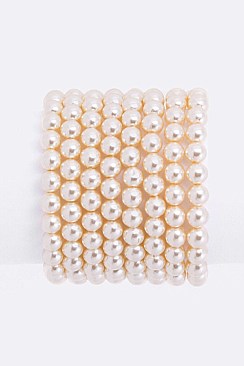 Stretch 8 Strands Pearls Bracelet Set