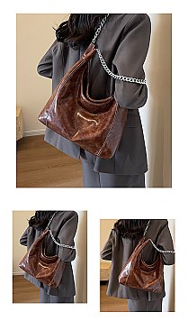 Multi-Compartment Chain Hobo Bag