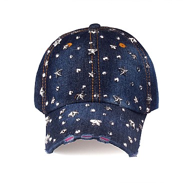 Star Studs & Stone Denim Cap