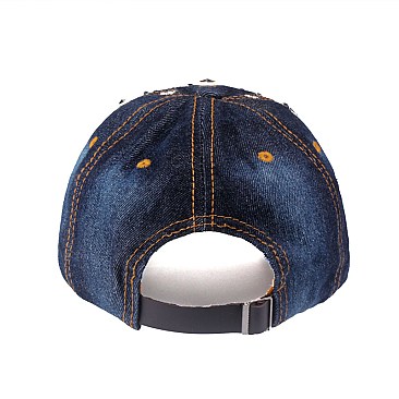 Star Studs & Stone Denim Cap