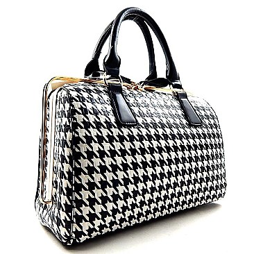 Houndstooth Design Slide-Lock Purse