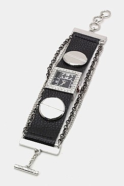 Animal Print Leather Cuff Watch LA1877