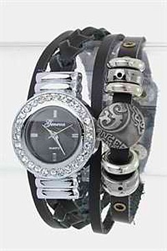 Fashionable Multi Strap Fashion Leather Bracelet Watch LA-1901