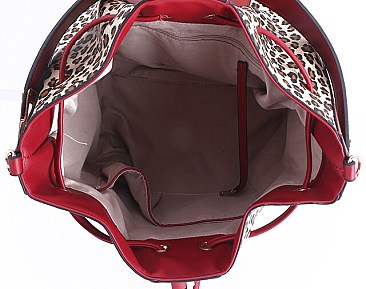 Draw String Leopard Hobo-Satchel