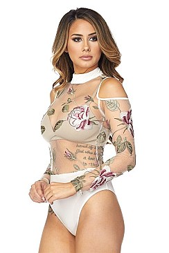 Pack of 6 Pieces Sexy Cold Shoulder Long Sleeve Bodysuit BJBCR6538