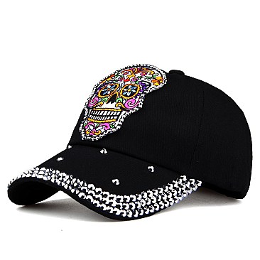 Vintage Sugar Skull Monogram Patch Embroidery Cap