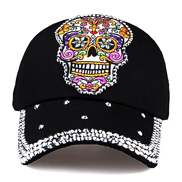 Vintage Sugar Skull Monogram Patch Embroidery Cap