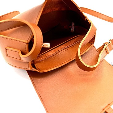 072Y-LP Ring Accent Classy Flap Cross Body