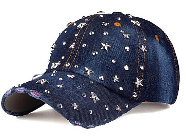 Crystal Studs Denim Cap