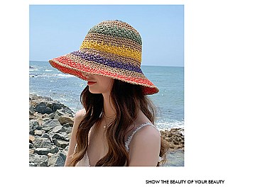 Multi Color Foldable Beach Straw Sun Hat