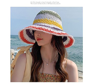 Multi Color Foldable Beach Straw Sun Hat