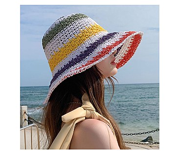 Multi Color Foldable Beach Straw Sun Hat