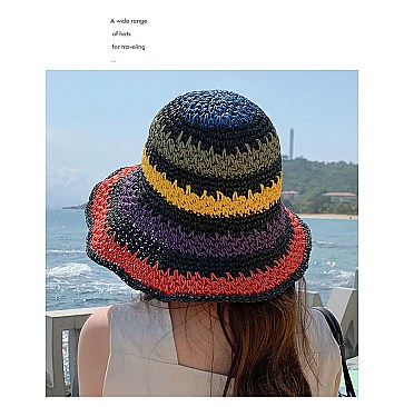 Multi Color Foldable Beach Straw Sun Hat