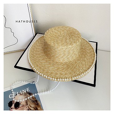 High Quality Pearl Large Brim Straw Hat