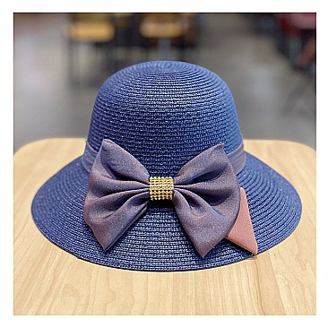 Bow Tie Bucket Straw Hat