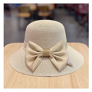 Bow Tie Bucket Straw Hat