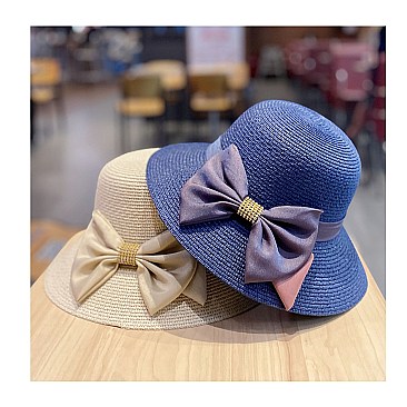 Bow Tie Bucket Straw Hat