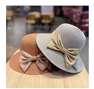 Bow Tie Bucket Straw Hat