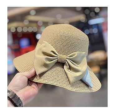 Bow Tie Bucket Straw Hat