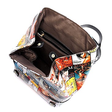 Collage Magazine Cover Backpack & Wallet Set