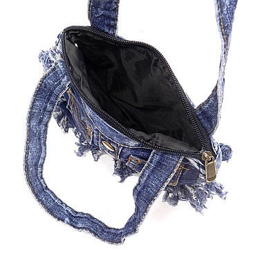 Pack of 6 Washed Denim Mini Tote