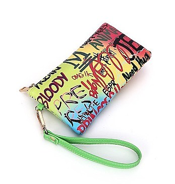 Graffiti Tasseled Clutch Wallet