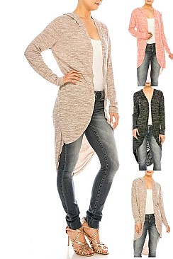 Pack of 6 Pieces Marled Jersey Knit Solid Cardigan LAHN095