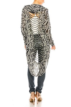 Pack of 8 Pieces Stylish Marled Graffiti Cardigan LAHN096