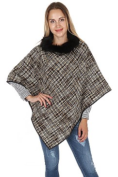 Stylish Fur Collar Poncho FM-AO6081