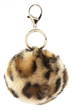 Pack of 12Pcs  Assorted Leopard Pom Key Rings