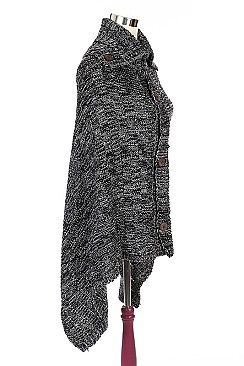 Stylish Button Accent Knitted Poncho FM-SCHAL3012