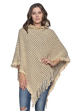 Fashionable Fringe Hooded Poncho FM-KC1072