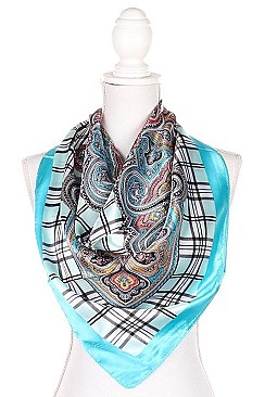 Pack of 12 (pieces) Assorted Silk Feel Square Satin Scarves FMSFS152