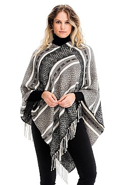 FRINGED TRIBAL PONCHO