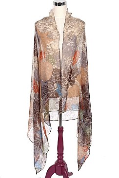 Pack of (12 Pieces) Assorted Color Trendy Leaves Print Scarves FM-JCS8002