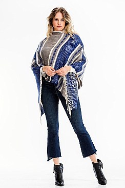 FRINGED TRIBAL PONCHO