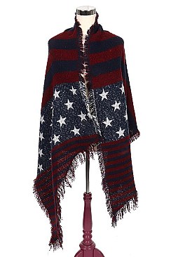 Pack of 12 (pieces) Assorted American Flag Fringe Scarves FM-JSC8006