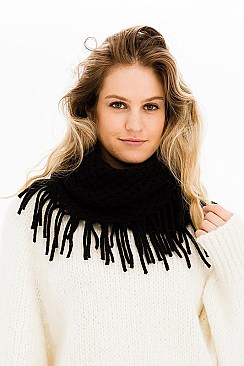 Pack of 12 Pcs Assorted Color Fringe Infinity Scarves