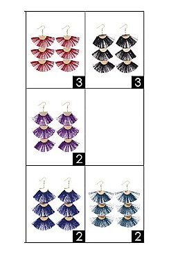 Pack of 12 (pieces) Assorted Tassel Dangle Earring FMERG8554