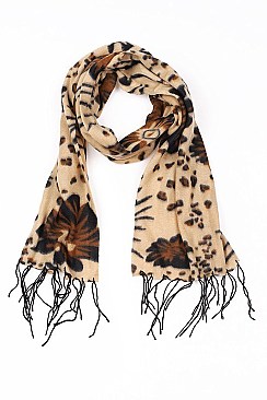 Pack of 12 Flower Leopard Scarves