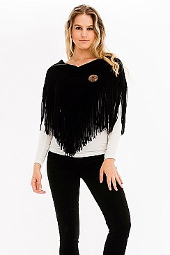 Pack of 12 Button Accent Fringe Poncho