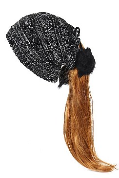 Pack of 12 (pieces) Assorted Pom Pom Messy Bun Ponytail Beanie FM-HT786