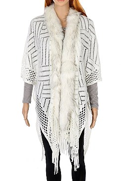 Fashionable Faux Fur Collar Fringe Vest FM-AV232