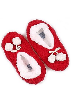 Pack of (12 Pieces) Assorted Pom Pom Indoor Slipper Shoes FM-SO393