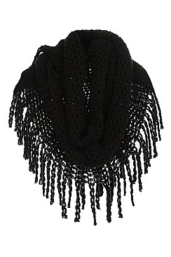 Pack of (12 Pieces) Assorted Colors Stylish Fringe Knitted Infinity Scarves FM-AO6055