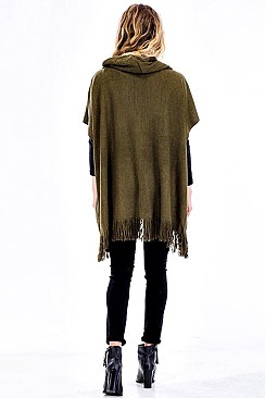 Fringe Poncho with Pockets FM-FTZWSF227