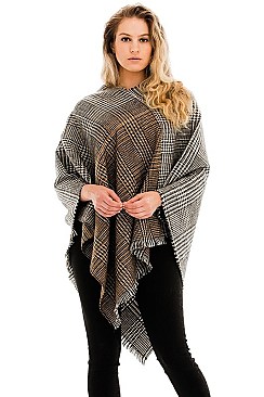 PLAID PATTERN PONCHO